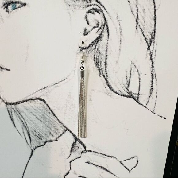 Silver Cord Dangle Earrings - Picture 1 of 3